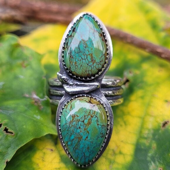 Handmade Artisan .925 Sterling Silver Turquoise Ring - Picture 4 of 6
